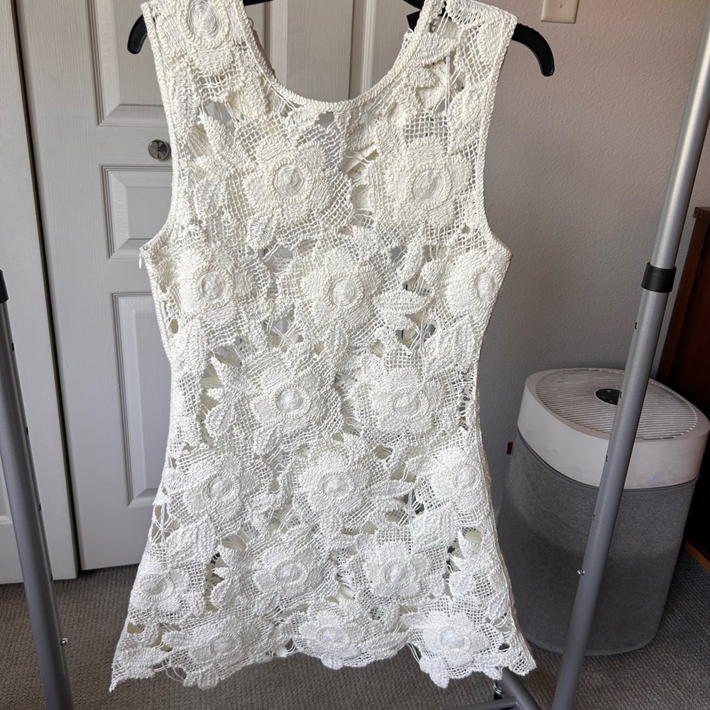 Zara Cream Crochet Floral mini dress
